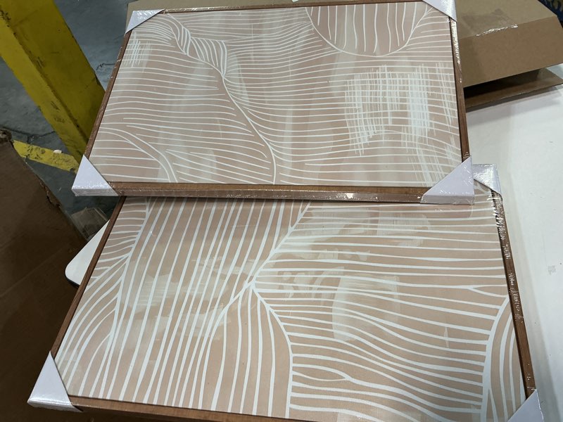 Condition photo showing New/Like New for ARTZIO Framed Canvas Wall Art–Abstract Mid?Century Minimalist Boho Vintage Set of 2 Beige Prints,Ready to Hang for Living Room,Bedroom, Bathroom & Office–16×24? 2-PCS-2 Framed 16"x24"