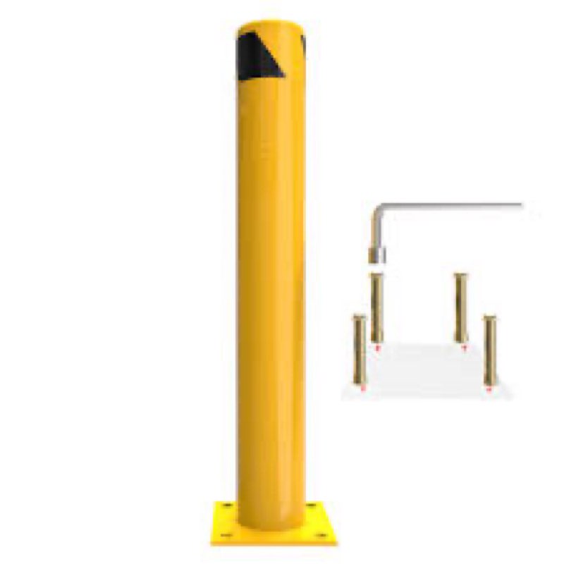 YITAHOME Safety Bollard Post, 36\\\" x 4.5\\\" Steel Bollards for Warehouse, Yellow, 1 Pack