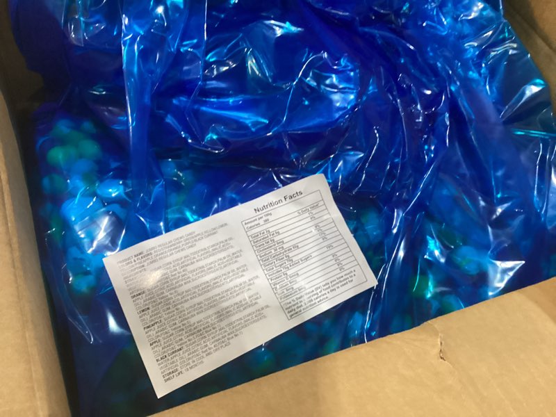 Condition photo showing New/Like New for (production date aug 16 2024) firstchoicecandy sour freeze dried ball candy (20 lbs)