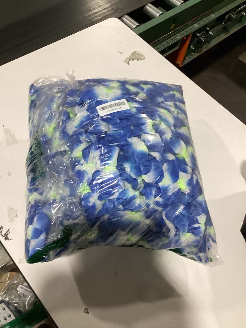 Condition photo showing New/Like New for Sherr 48 Pcs LED Hawaiian Leis Light up Flower Leis Necklace with LED Lights Luau Flowers Necklaces for Masquerade Beach Wedding Tropical Themed Party Supplies(Blue)