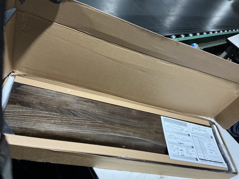 Condition photo showing Good Condition for Fun Memories Floating Shelves for Wall Set of 2, Rustic Solid Elm Wood Live Edge Wall Shelves 32 Inch - Invisible Bracket Mount for Living Room, Bathroom, Bedroom, Kitchen, Walnut Walnut Elm 2 Live Edge, 32"L