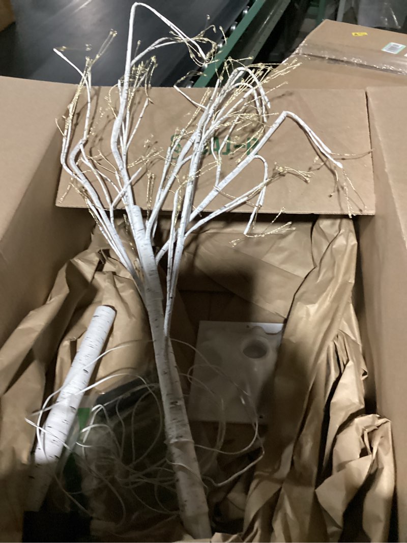 nearly natural 4 ft. pre-lit artificial white birch tree with 51 white led lights