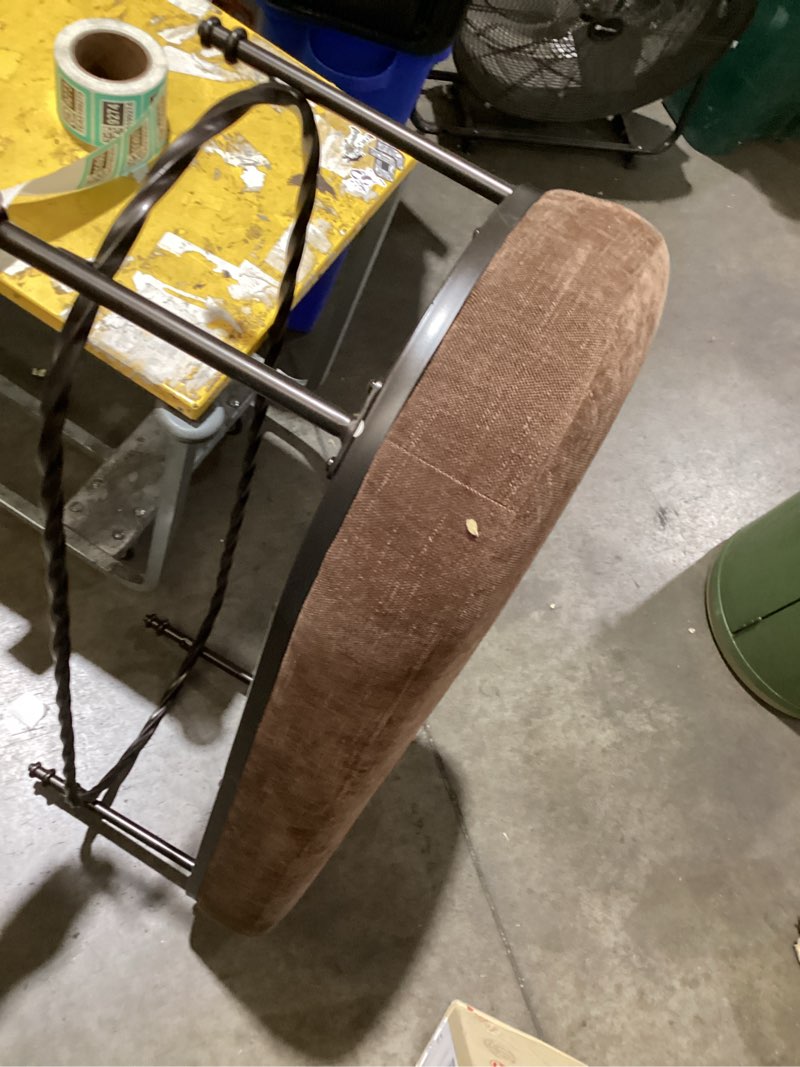 Condition photo showing As Is for 48" twisted metal upholstered bench chocolate brown - threshold designed with studio mcgee™