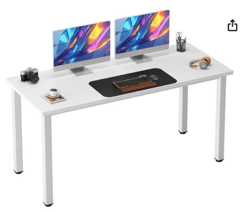 need 54.3 inch large computer desk, modern simple style desk for home office, basic writing table for study student, white