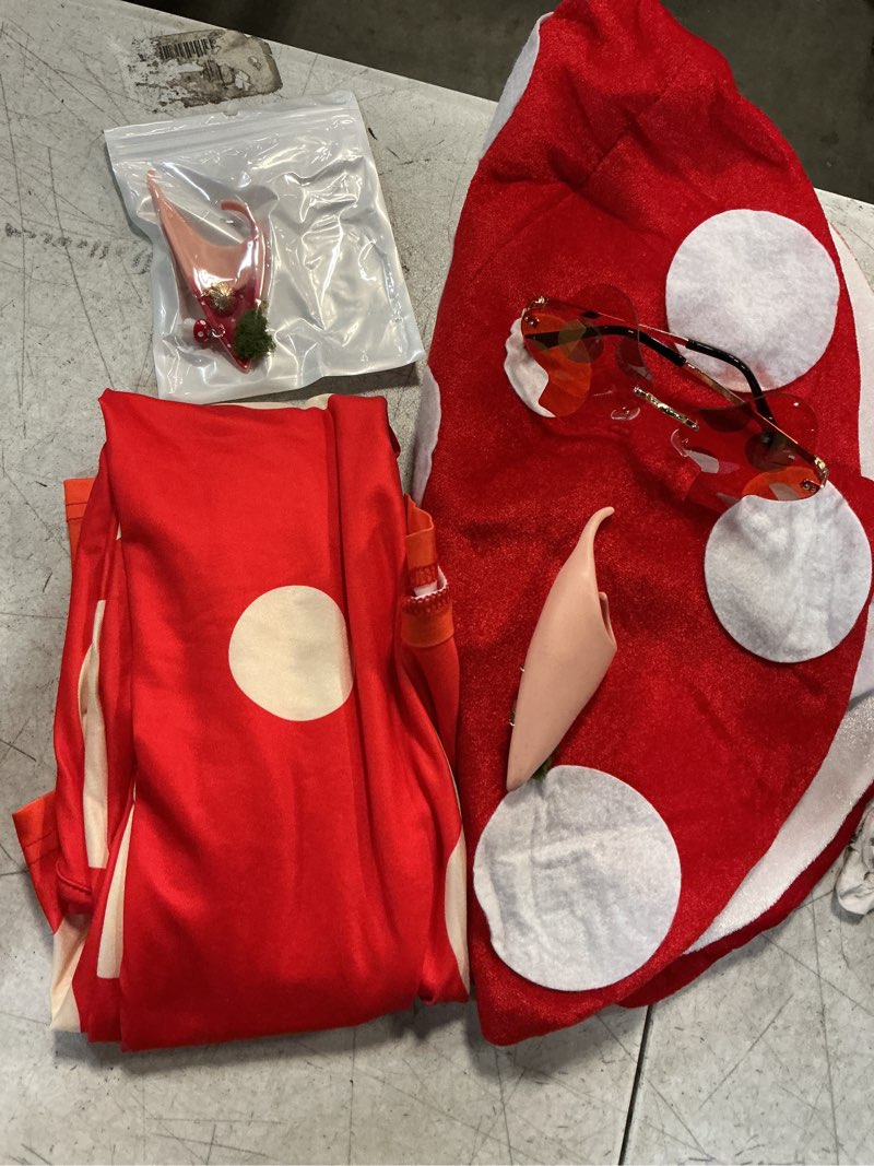 Condition photo showing As Is for (incomplet) geyoga halloween mushroom costume for women mushroom hat fairy elf ears fairy woodland adult cape su