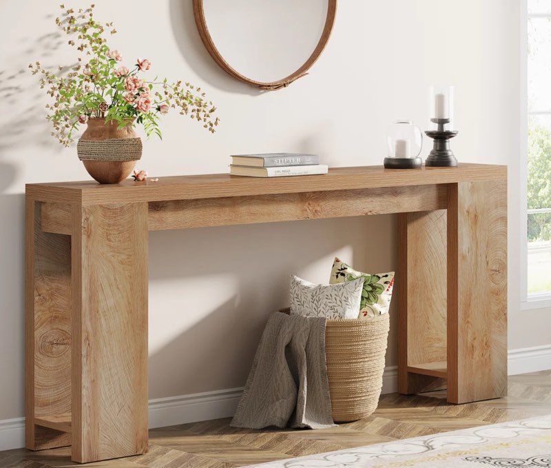 Dyron Extra Long Farmhouse Console Table For Entryway Color: Brown
