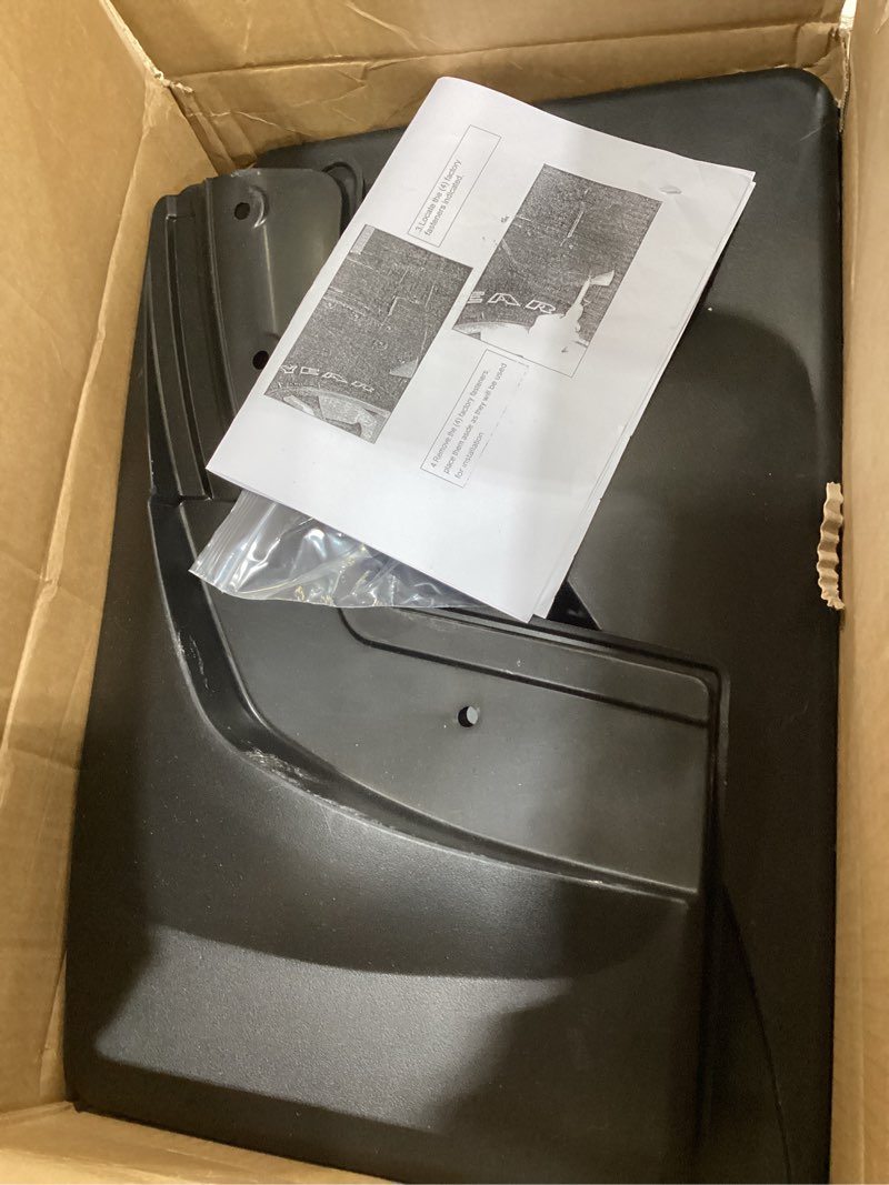 Condition photo showing As Is for Amooca 2014-2018 Chevy Silverado 1500 and 2015-2018 2500 3500 Custom fit No Drill Mud Flaps Mud Guards Flare Splash Guards Kits Molded 4 Piece Set NOT for GMC Sierra