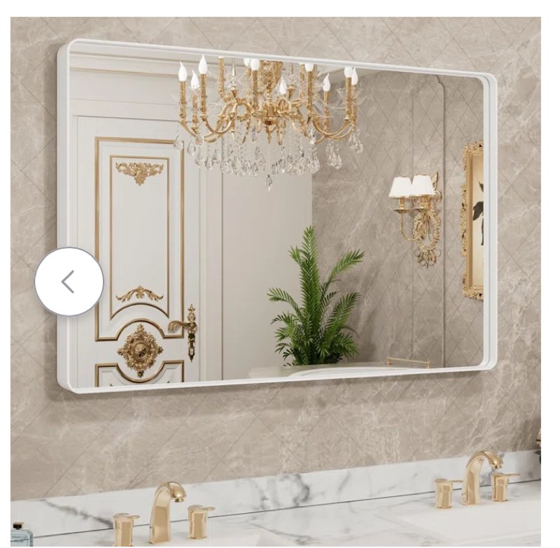 molly tempered glass and metal framed french cleat mounted wall bathroom / vanity mirror size: 60" x 28", finish: white