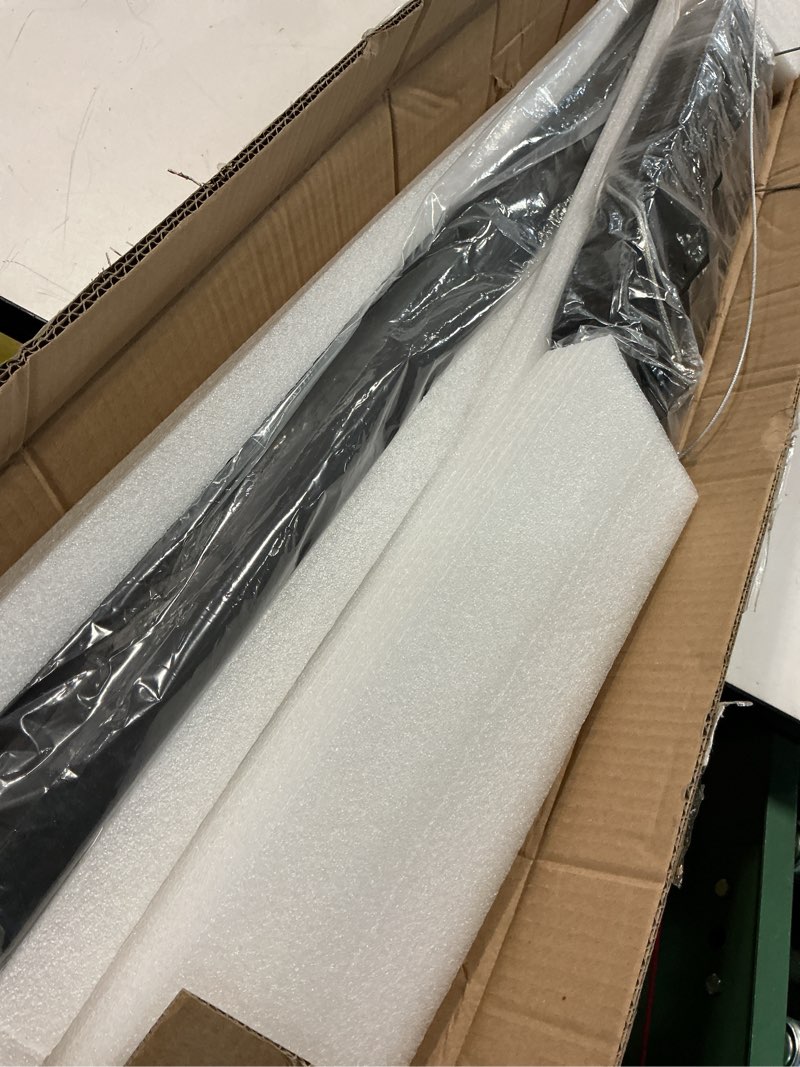 Condition photo showing Good Condition for yisdesign 47inch wood led linear pendant light, dimmable wood ceiling lamp,minimalist linear chandelier, 36w warm light 3000k, modern kitchen island dining room lighting black adjustable height black 47in