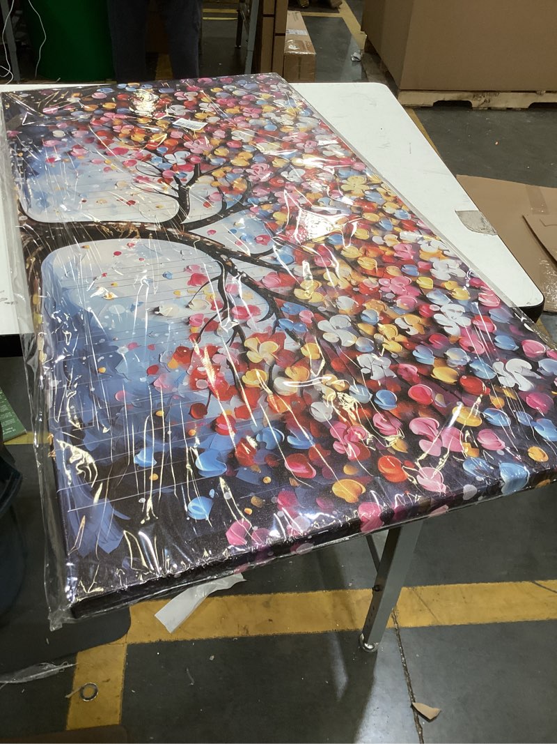 Condition photo showing New/Like New for zoyotago large canvas wall art colorful flower tree picture gray backgrounds canvas prints ready to hang for bedroom living room size 20x40 20"l x 40"w colorful tree