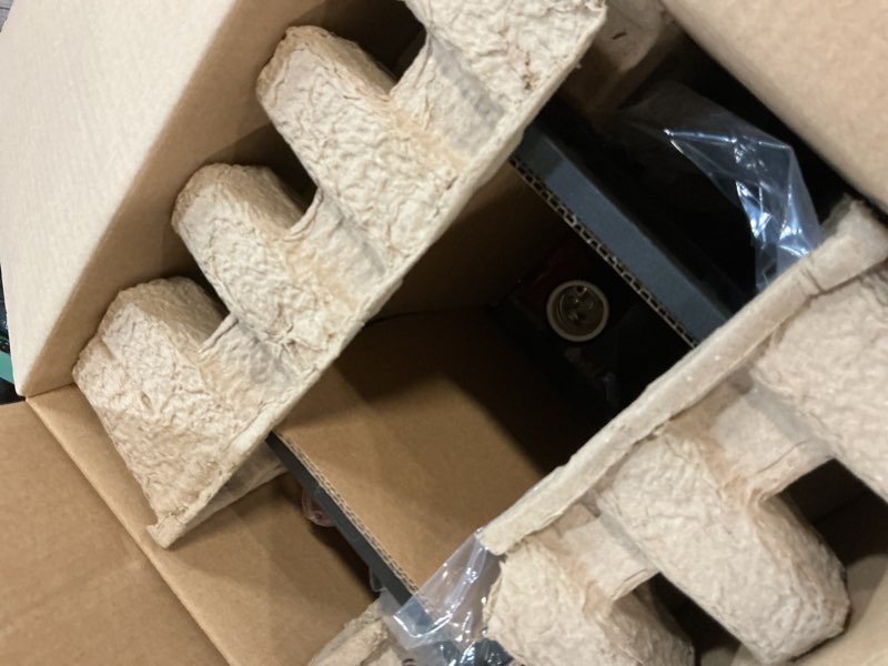 Condition photo showing As Is for quoizel canyon 1-light 12.75-in h matte black outdoor wall light