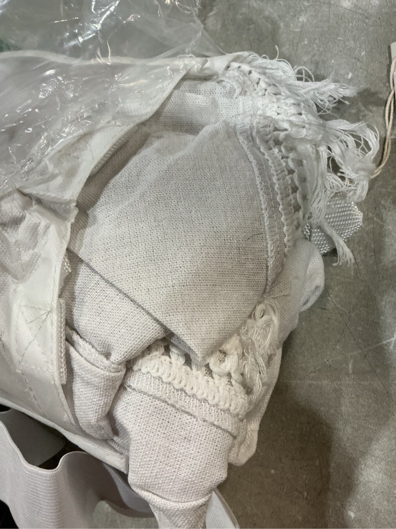 Condition photo showing Good Condition for lush decor boho fringe 15-inch tailored drop easy fit bed skirt king size single 78" w x 80" l +15" pure white - king bed skirt - wrap around bed skirt king pure white