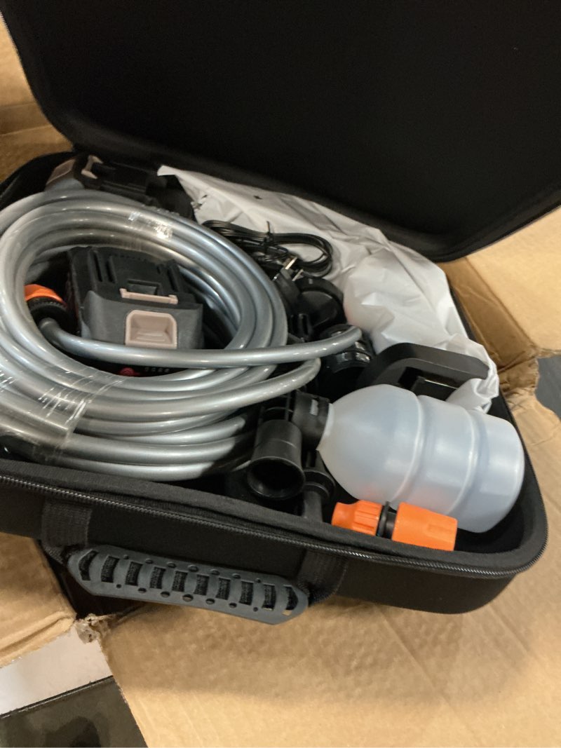 Condition photo showing Good Condition for cordless pressure washer 2000 psi portable power washer kit with 6-in-1 adjustable spray nozzle dual 21v 2x4000mah batteries foam pot for car garden patio driveway outdoor cleaning