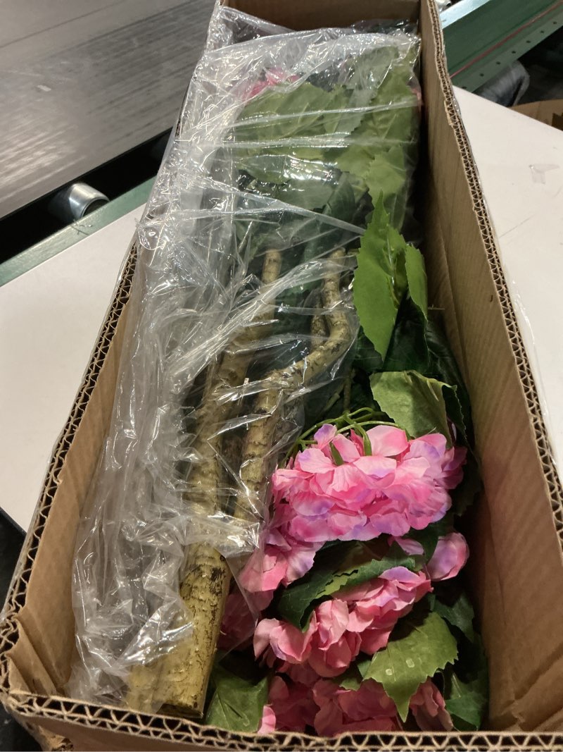 Condition photo showing Good Condition for Daifunli 2 Pack Artificial Hydrangea Tree 3 FT Faux Hydrangea Flower UV Resistant Realistic Floral Blooming Bush for Indoor Outdoor Wedding Front Door Porch Garden Backyard (Pink)