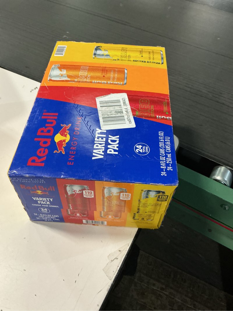 Condition photo showing New/Like New for Red Bull Energy Drink Variety Pack, Red Bull Red, Yellow, and Amber Edition and Energy Drinks, 8.4 Fl Oz, 24 pack Cans Variety 8.4 oz., 24pk, (1x24)