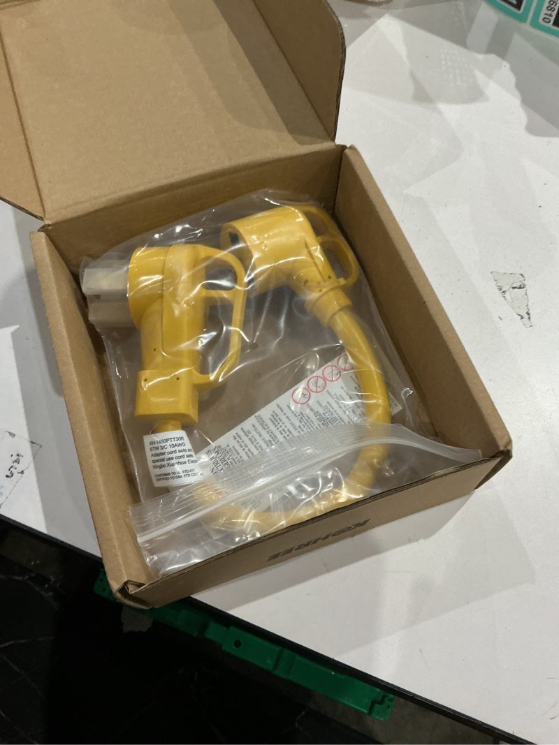 Condition photo showing Good Condition for kohree 50 amp to 30 amp rv adapter 18", heavy duty rv dogbone electrical plug adapter with grip handle, nema 14-50p to nema tt-30r, 125v/3750w, etl listed 50m/30f 18''