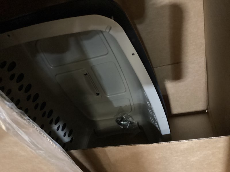 Condition photo showing As Is for Petmate Vari Dog Kennel Portable Carriers & Crates for Smaller Dogs or Puppies and Pets 10 to 20 lbs, Airline-Friendly Plastic Pet Carrier For Home and Travel, 24" Long, Taupe & Black, 24” x 16.7” x 14.5” 24.0"L x 16.7"W x 14.5"H Kennel Only