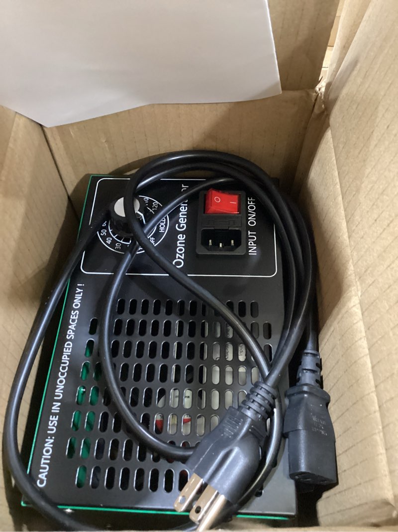 Condition photo showing Good Condition for ozone generator 45,000mg/h, home/industrial o3 car deodorizer. ozone machine air ionizer ozone odor eliminator for strong odor. odor eliminator for home, car, pet. room deodorizer for 2500 sq ft.