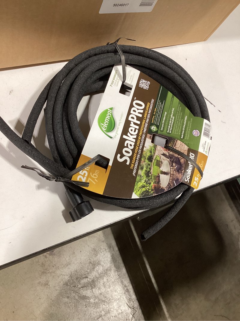 Condition photo showing As Is for element 3/8-in x 25-ft kink free rubber black soaker hose