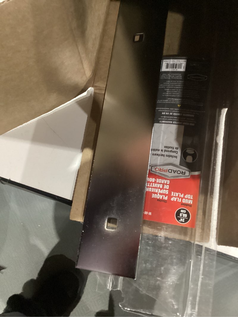 Condition photo showing As Is for RoadPro W-001CD Chrome 24" Studded Mud Flap Top Plate