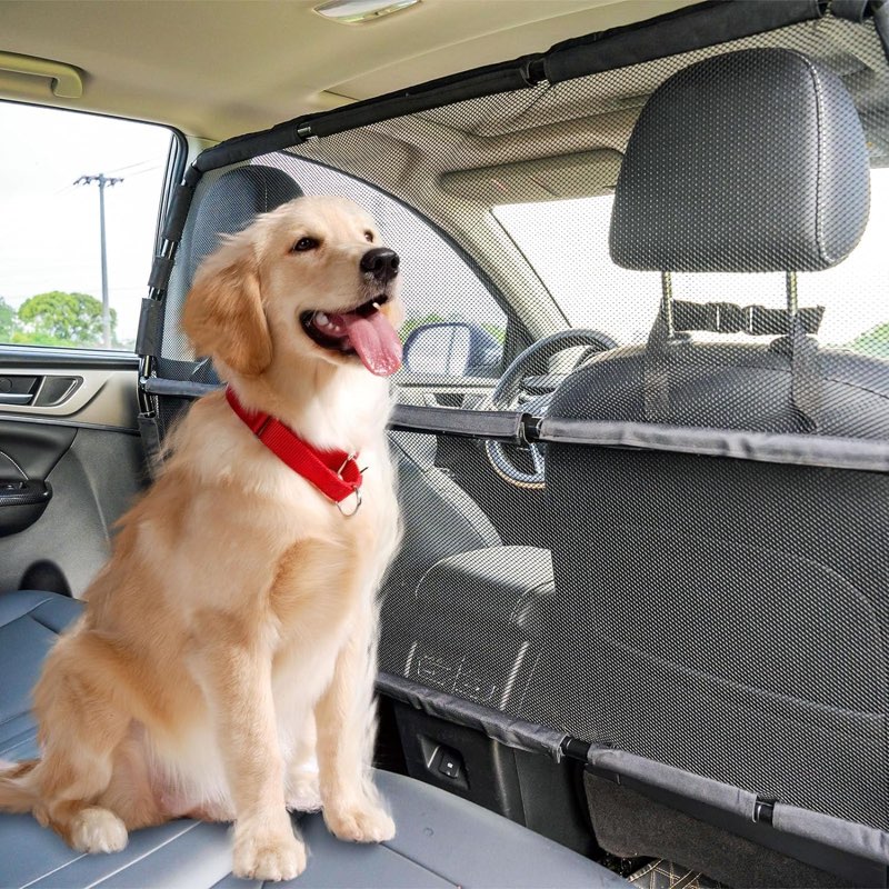 dog car barrier escape-proof, 56" wide divider for 2nd 3rd row seats & cargo are