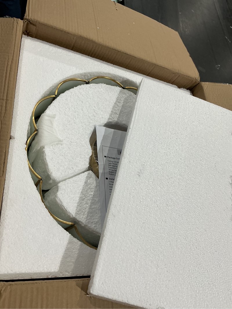 Condition photo showing Good Condition for mixl-18 inch brass flush mount ceiling light,4-bulbs flower shape living room light fixture,mid century ceiling lamp for bedroom and entryway orchid astyle medium