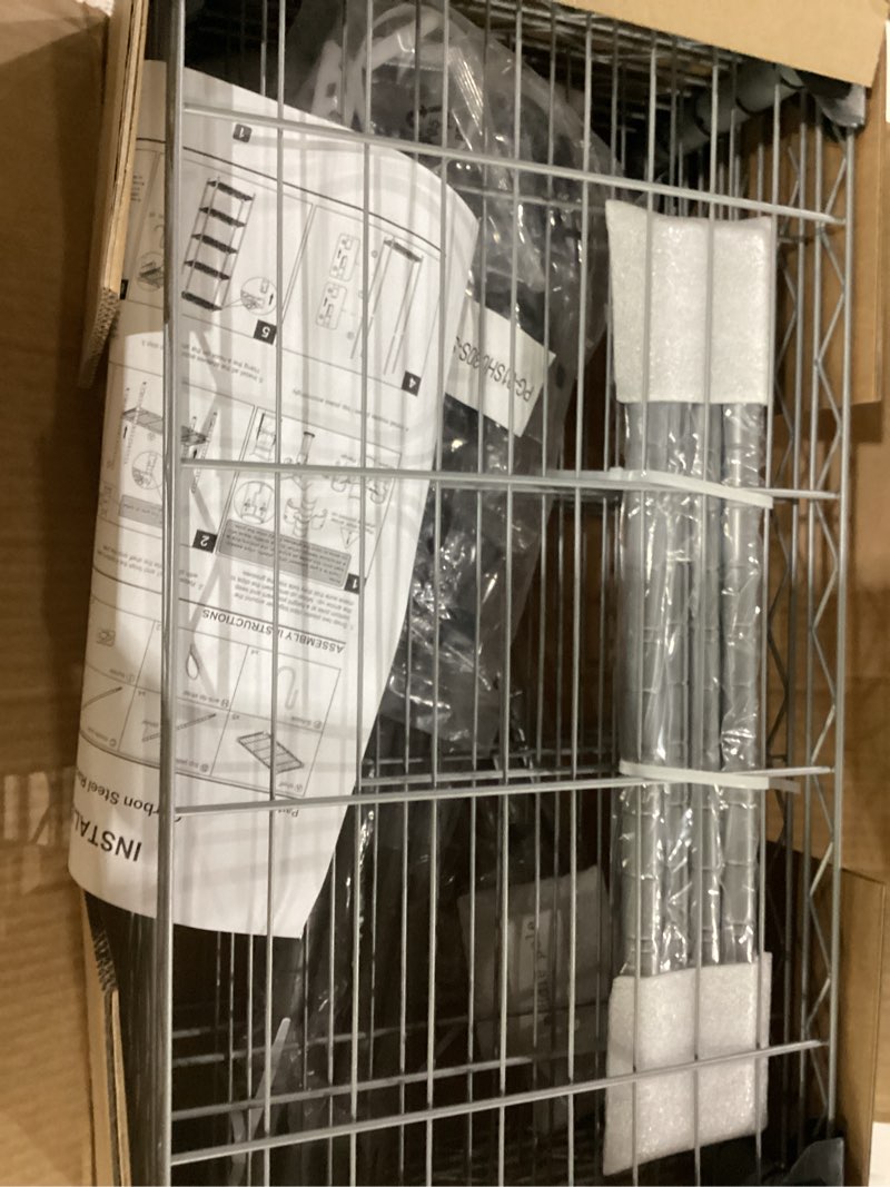 Condition photo showing New/Like New for homefort 5-shelving unit, adjustable wire shelving, metal wire shelf rack organizer for kitchen, pantry, closet, bathroom, laundry,sliver,21" w x 11" d x 53" h silver 21"w x 11"d x 53"h