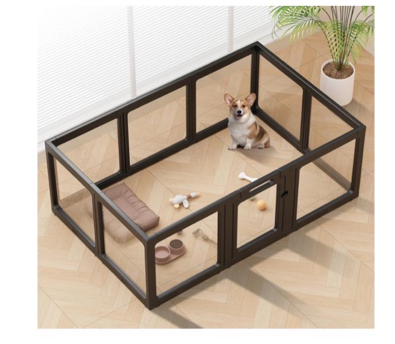 Clear Acrylic Dog Playpen Indoor, Puppy Cat Small Pet Play Pen, Pet Cat Foldable Playpen for Rabbits