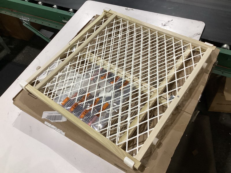 Condition photo showing Good Condition for toddleroo by north states - diamond mesh wooden baby gate: pressure mounted baby gate for doorways - adjustable 26.5 to 42 inches wide - 23 inches tall