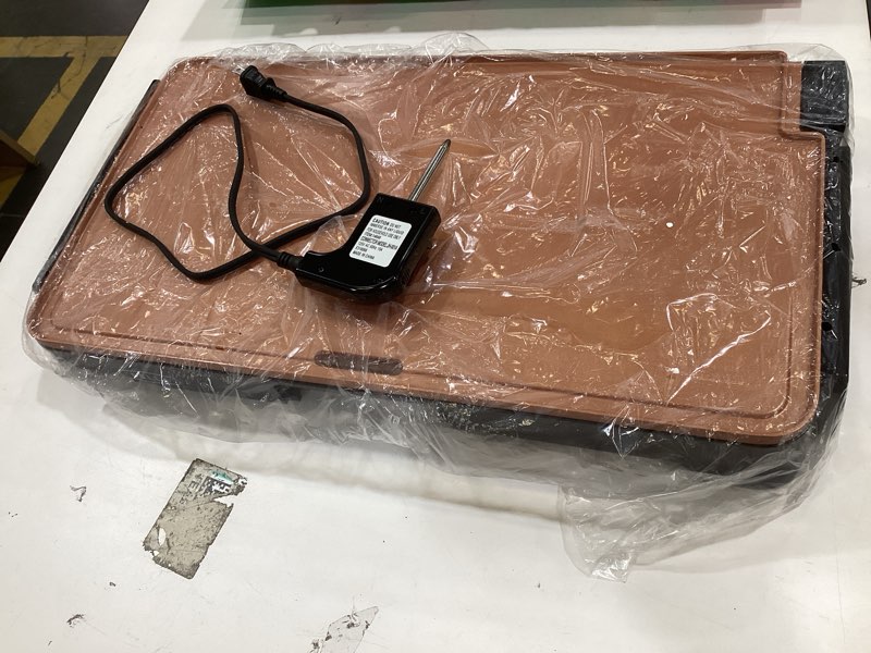 Condition photo showing Good Condition for chefman xl electric griddle with removable temperature control, immersible flat top grill, burger, eggs, pancake griddle, nonstick extra large cooking surface, slide out drip tray, 10 x 20 inch 10" x 20"