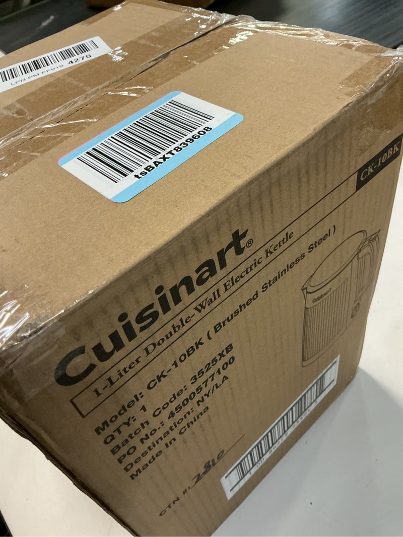 Condition photo showing Good Condition for Cuisinart Soho 1-Liter Double Wall Electric Hot Water Kettle, Tea Kettle with Stainless Steel Interior, One Touch Operation to Boil Water for Tea, Hot Cocoa, or Instant Oatmeal, CK-10BK, Black Black 1.1 Quarts