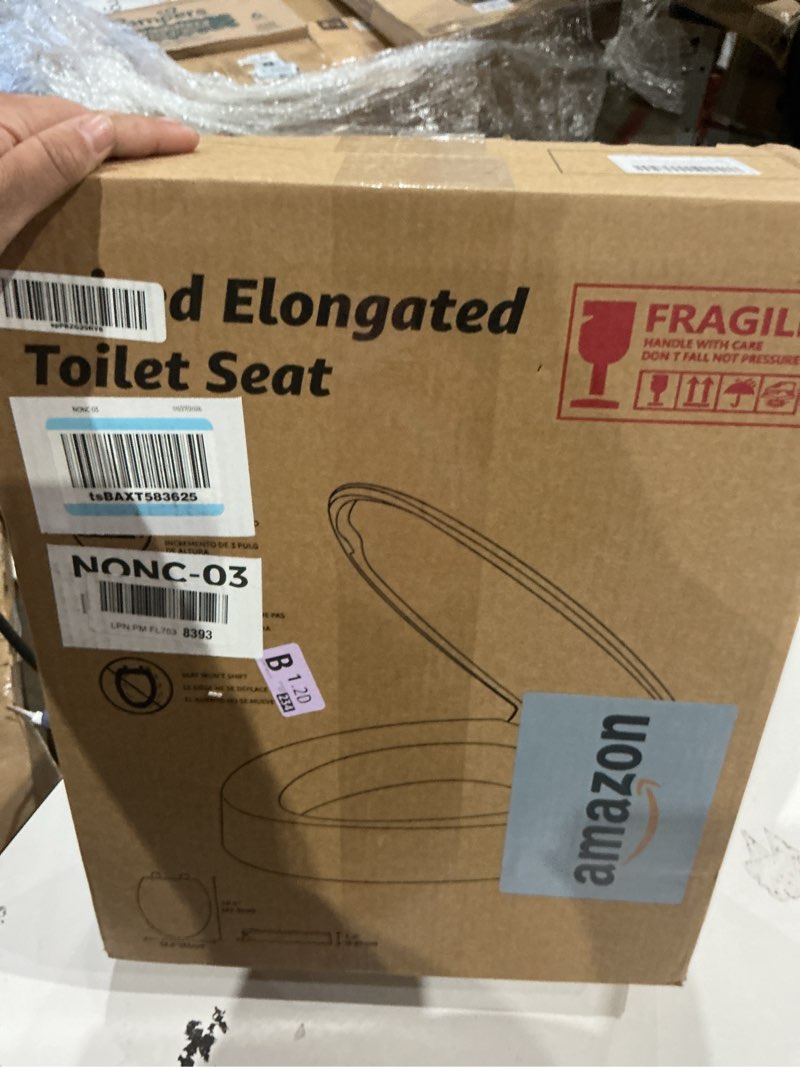 Condition photo showing Good Condition for elongated toilet seat risers for seniors, slow close, elevated toilet seat, heavy duty, never loosen, raised toilet seat elongated bowl, white(18.5”)