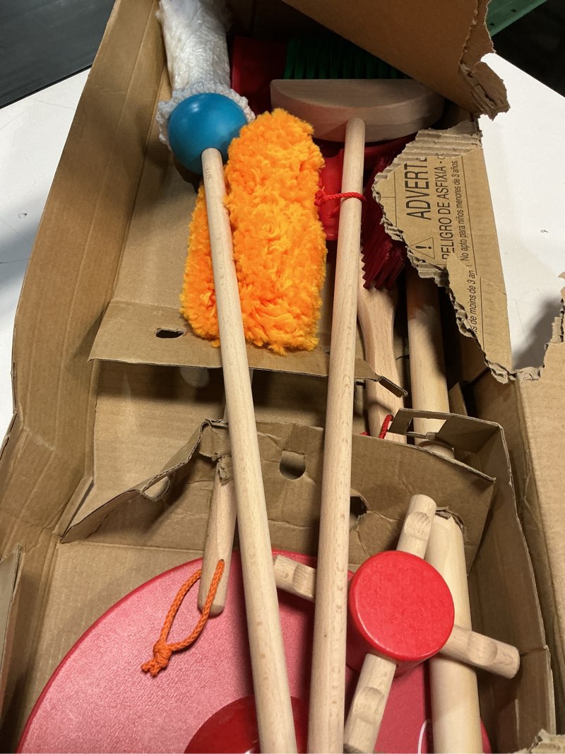 Condition photo showing Good Condition for Melissa & Doug Dust Sweep Mop 6-Piece Pretend Play Set, Toddler Toy Cleaning, Pretend Play Home Cleaning, Kids Broom and Mop Set for Ages 3+