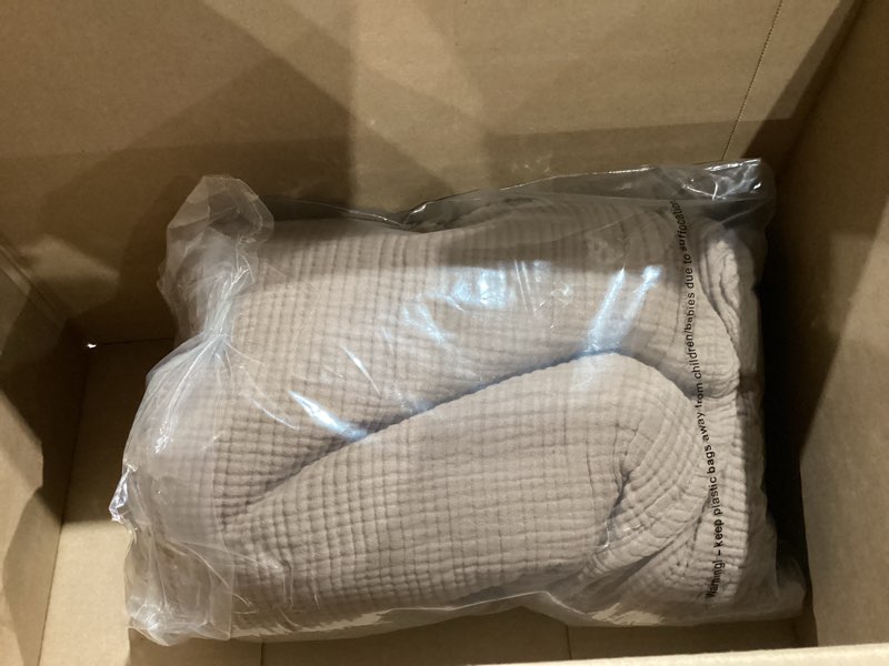 Condition photo showing Good Condition for simple&opulence 100% cotton muslin blanket queen size, lightweight breathable 4 layering gauze blanket for bed couch camping, soft bedspread coverlet all-season use (coffee, 88" x 92") coffee queen