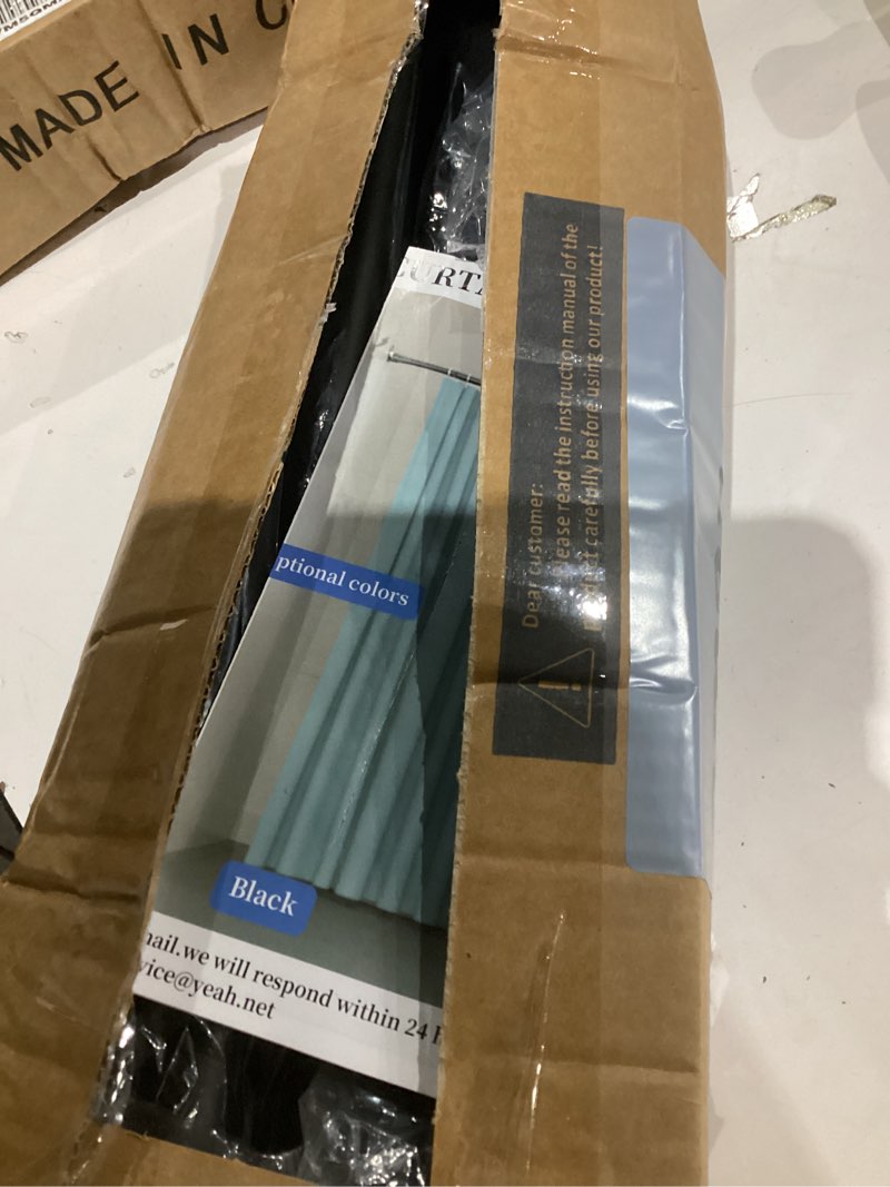 Condition photo showing Good Condition for Tension Curtain Rod, 42 to 115 inch Adjustable Heavy Duty black shower curtain rod for bathroom Closet Windows 40-115" Black