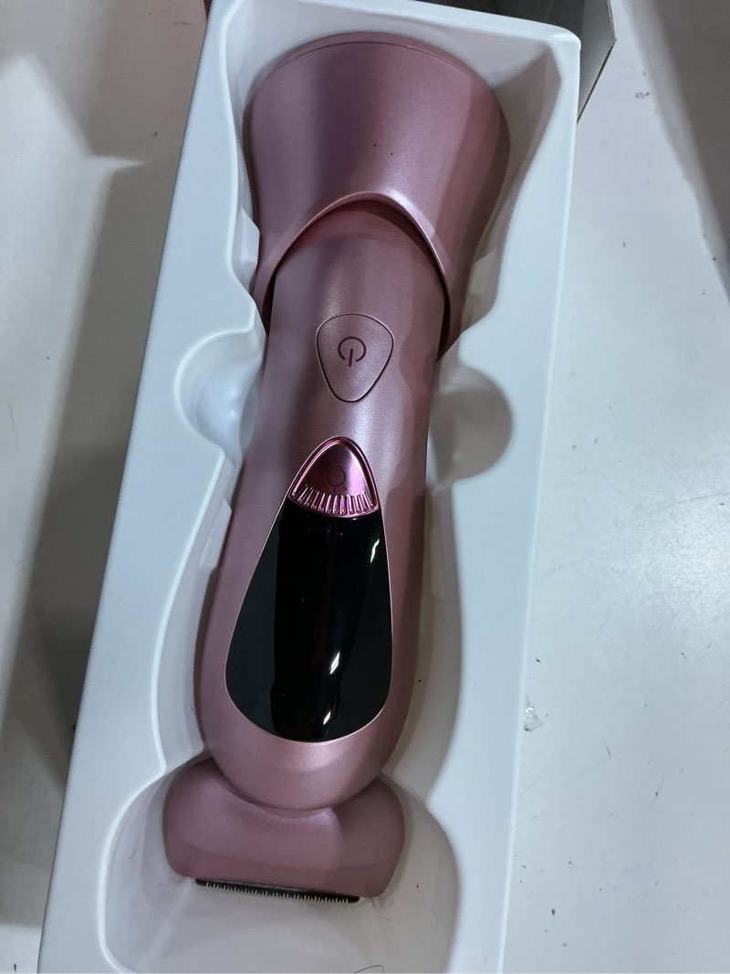 Condition photo showing New/Like New for Cordless Electric Razors for Women: Rechargeable Painless Bikini Trimmer for Body Hair - IPX7 Waterproof Shaver with LED Display for Face/Underarm/Leg Blush Pink