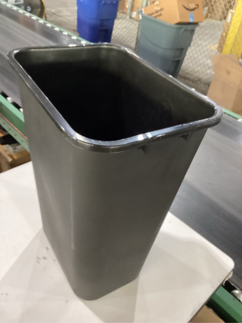 Condition photo showing New/Like New for Amazon Basics Rectangular Commercial Office Wastebasket, Easy to Clean, Space-Saving, 10 Gallon, Black Black 10 Gallon (Pack of 1)