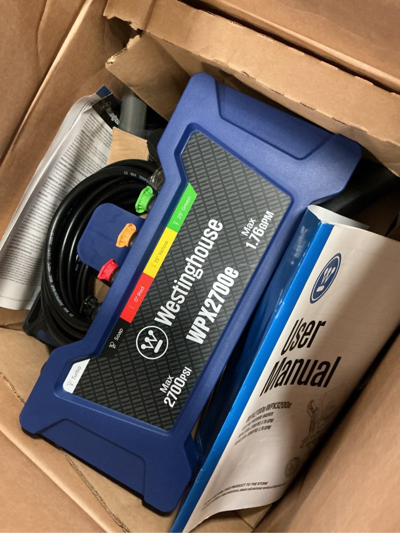 Condition photo showing Good Condition for westinghouse 2700-psi  1.76-gpm electric pressure washer with 5 nozzles & soap tank