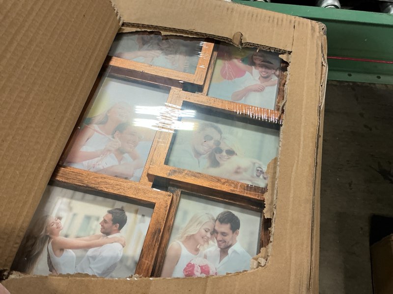 Condition photo showing As Is for HELLO LAURA 21 Opening Photo Collage Frame for Wall - 4x6 Picture Frame Display Multiple Photos - Family Picture Frames Wall Decor for Home - Gold Gold - 21 Opening Photos