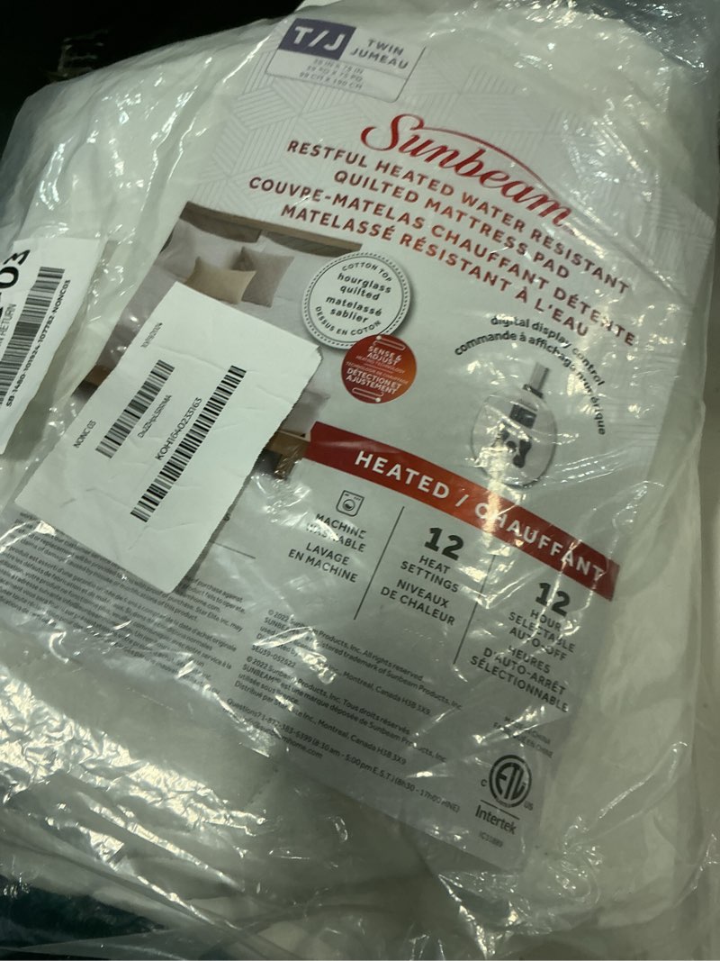 Condition photo showing Good Condition for Sunbeam Restful Quilted Water Resistant Heated Mattress Pad - Twin White Twin