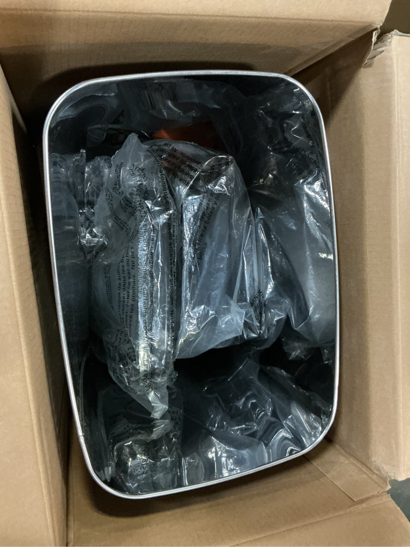 Condition photo showing Good Condition for ninestars automatic touchless infrared motion sensor trash can, 13 gal 50l, stainless steel base (rectangular, black lid), black trim