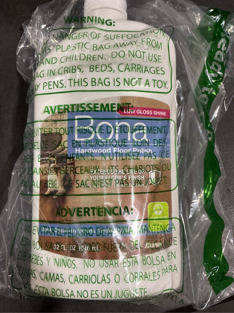 Condition photo showing Good Condition for Bona Hardwood Floor Polish - 32 fl oz - Low Gloss Shine - Polish for Wood Floors - Protects and Renews Dull Flooring - Covers 500 sq ft Hardwood - Low Gloss 32 Fl Oz (Pack of 1)