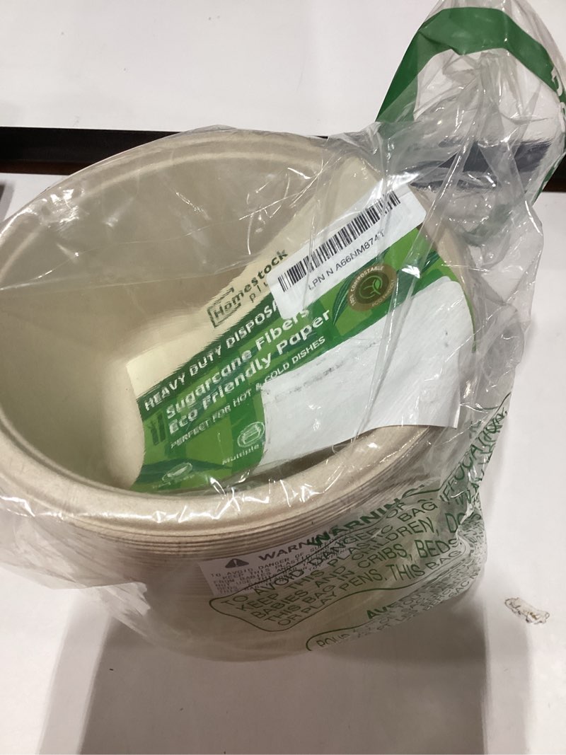 Condition photo showing New/Like New for Homestockplus 48 Oz Disposable Bowls - Heavy Duty and Compostable Bowl - Made from Sugarcane and Bamboo Fibers, Microwave Safe - Large Paper Bowl for Soup, Salad, Ramen, Popcorn, etc. [50 Pack] 50/Pack 48 Oz