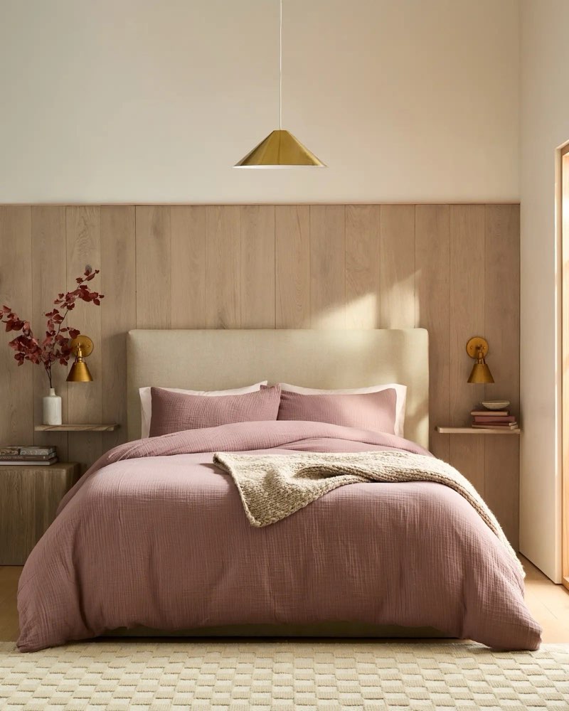 quince organic cotton gauze duvet cover  fig set king