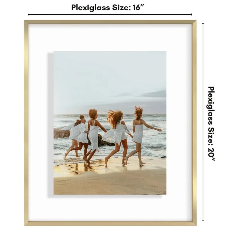 americanflat 16x20 picture frame with shatter-resistant glass aluminum floating display photo signature - gold