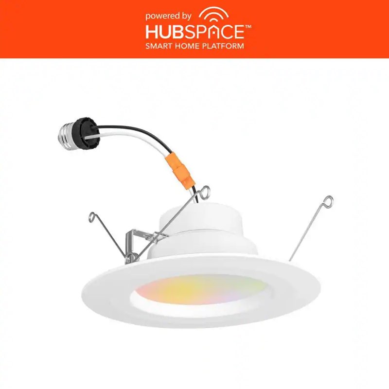 4 pack  5/6 in. smart adjustable cct and rgb integrated led recessed light trim with night light powered by hubspace