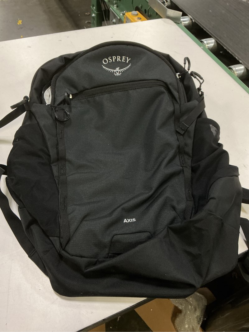 Condition photo showing Good Condition for (the color is black)osprey axis laptop backpack – sleek everyday pack with laptop sleeve, water bottle pockets & compression straps black