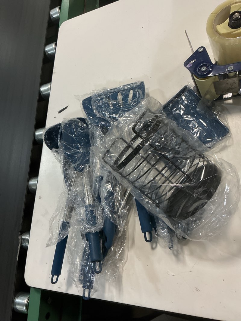 Condition photo showing New/Like New for hotec 446°f heat resistant silicone kitchen utensils, bpa free cooking utensil set, spatula set, kitchen gadgets, with stainless steel utensils holder, dishwasher safe, 14pcs classic blue