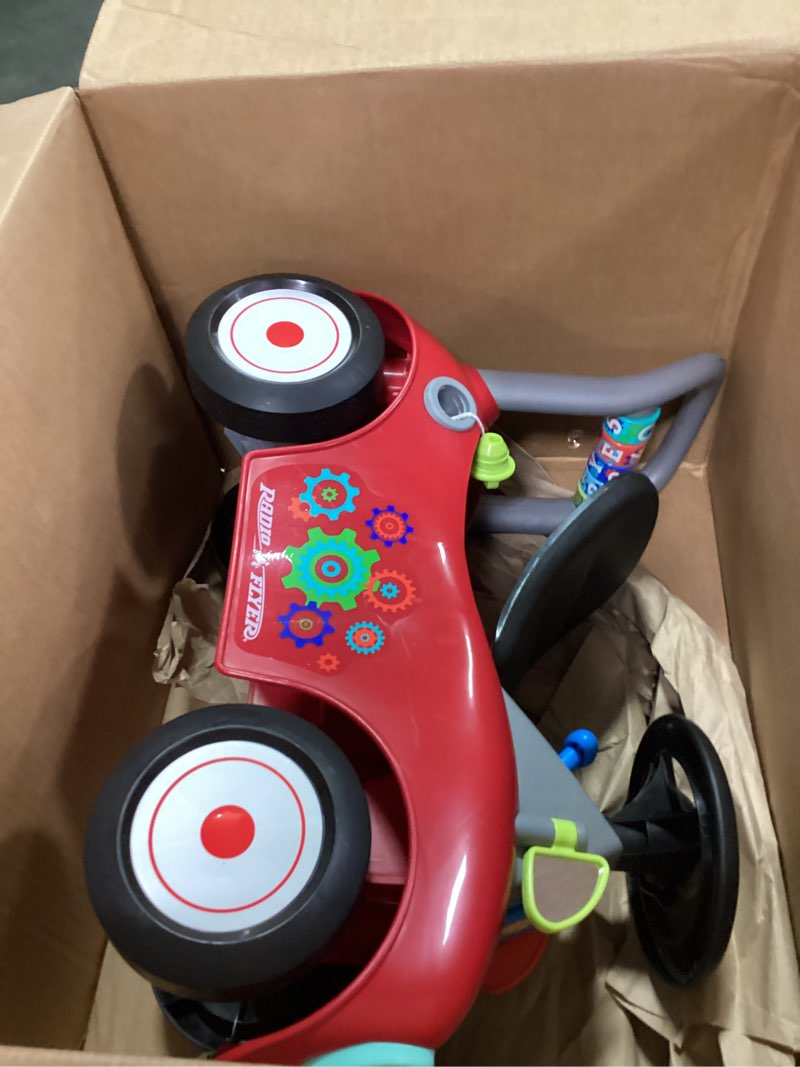 Condition photo showing As Is for Toddler Car Ride On, Toddler Toys for Ages 1-3, Baby Toys, Radio Flyer Busy Buggy, Red, Sit to Stand Ride On