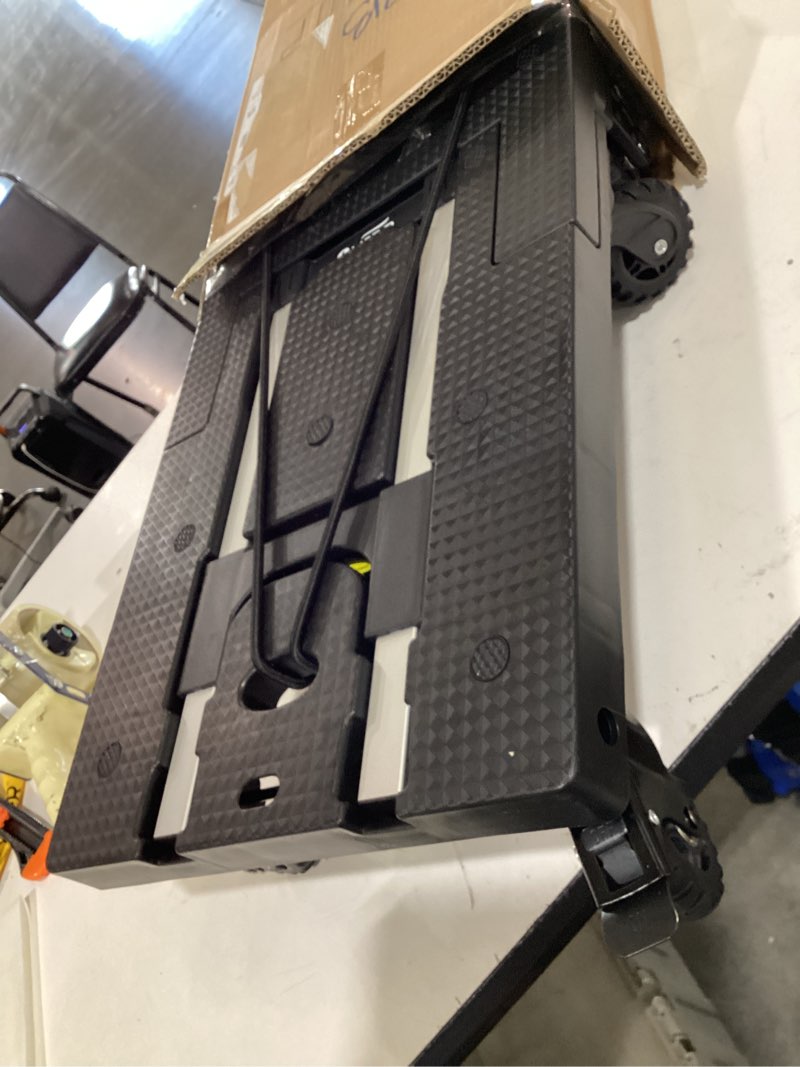 Condition photo showing Good Condition for lidtop folding hand truck with 7 wheels heavy duty dolly foldable utility cart adjustable handle with 2 brake for luggage, travel, shopping, office 7 tank wheels
